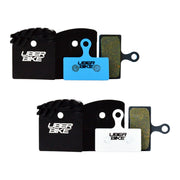 Finned Uberbike brake pads with Uberbike branding on a white background.