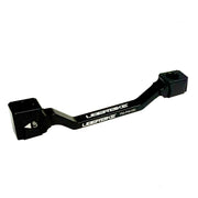 a black post mount to post mount disc brake adapter for 160mm-180mm disc brake rotor on a white background