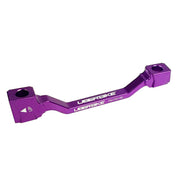 a purple post mount to post mount disc brake adapter for 160mm-180mm disc brake rotor on a white background