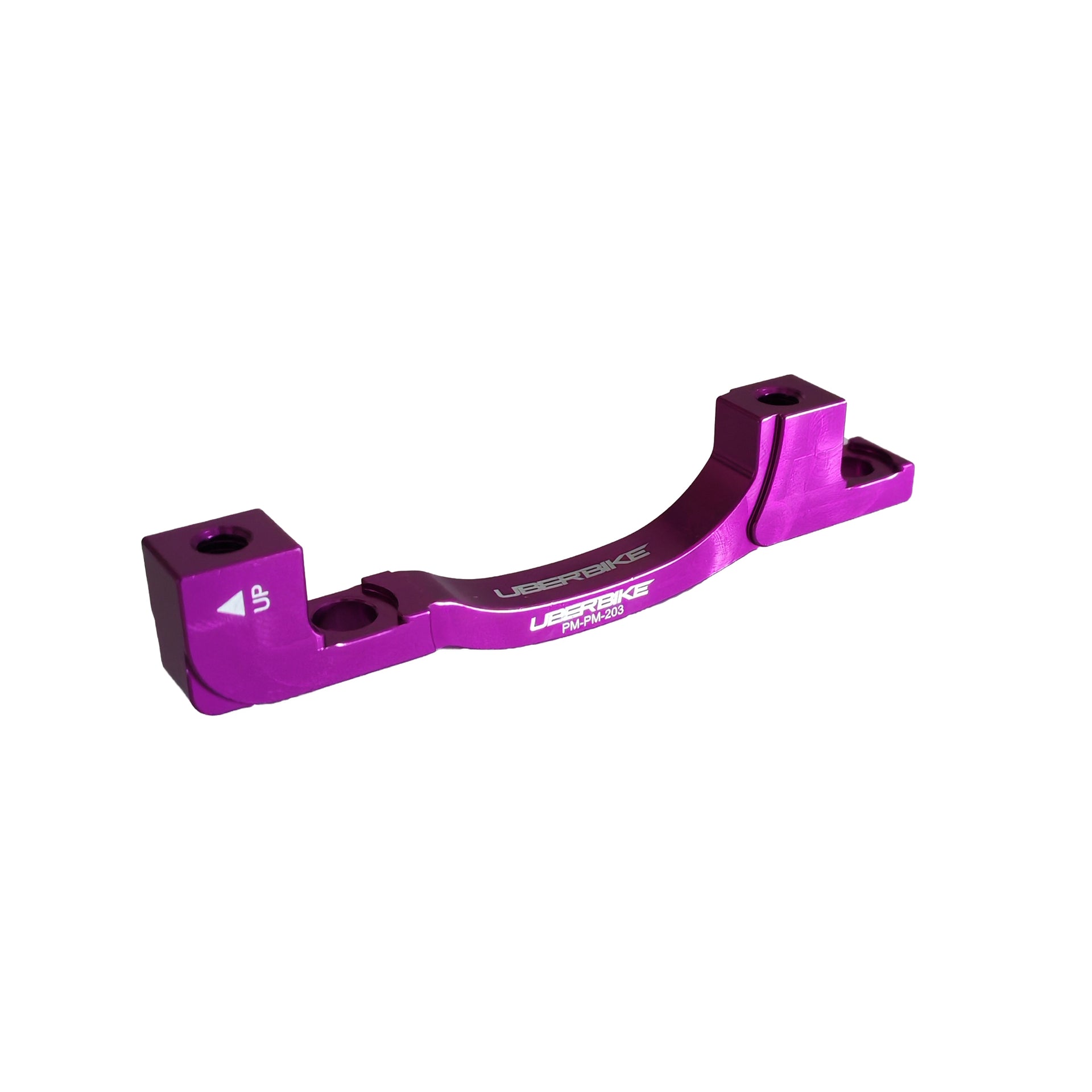 Purple 160mm - 203mm disc brake adapter on a white background with Uberbike branding