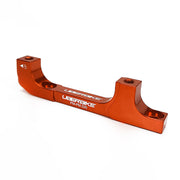 an orange post mount to post mount disc brake adapter for 160mm-220mm disc brake rotor on a white background