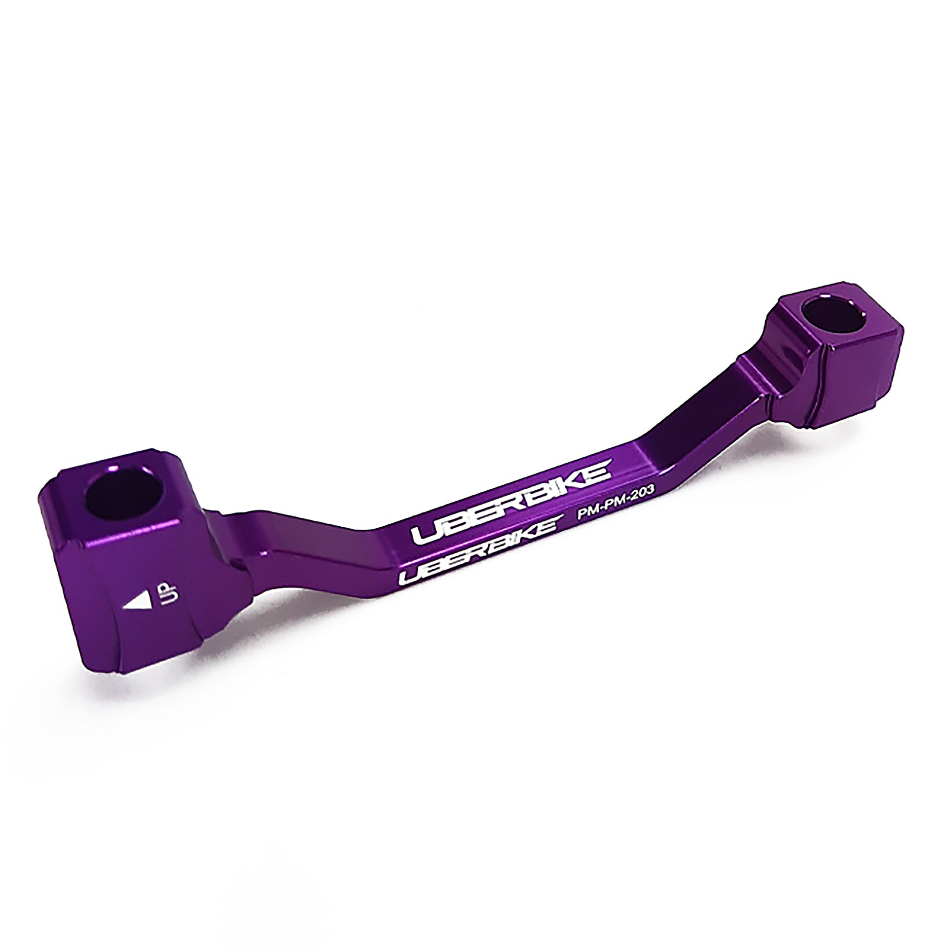 a purple post mount to post mount disc brake adapter for 180mm-203mm disc brake rotor on a white background