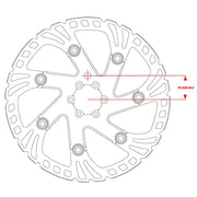 a diagram for a 220mm disc brake rotor, showing measurements, on a white background