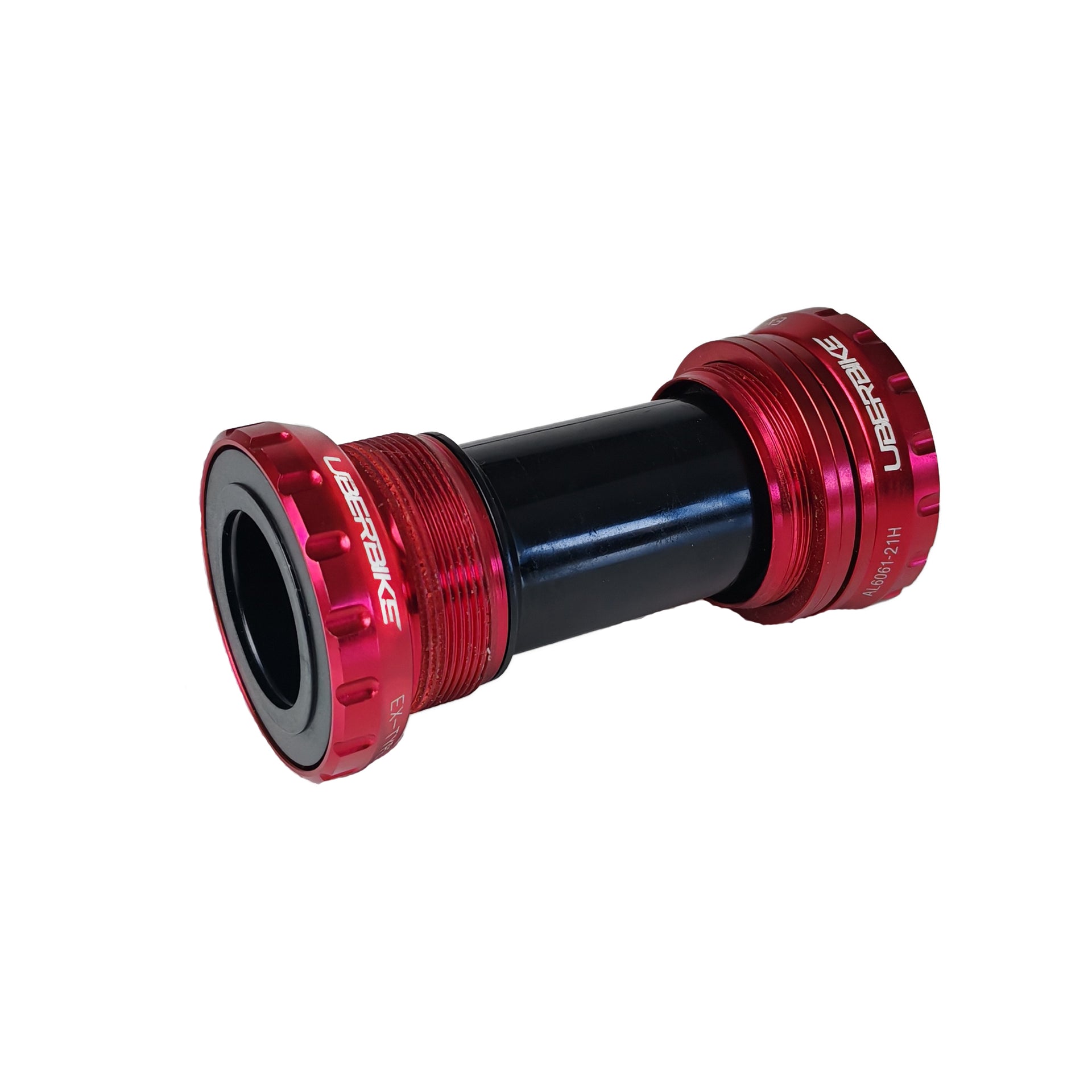 red coloured 24mm spindle bottom bracket on a white background 