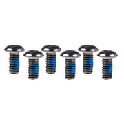 6 steel disc rotor bolts on a white background
