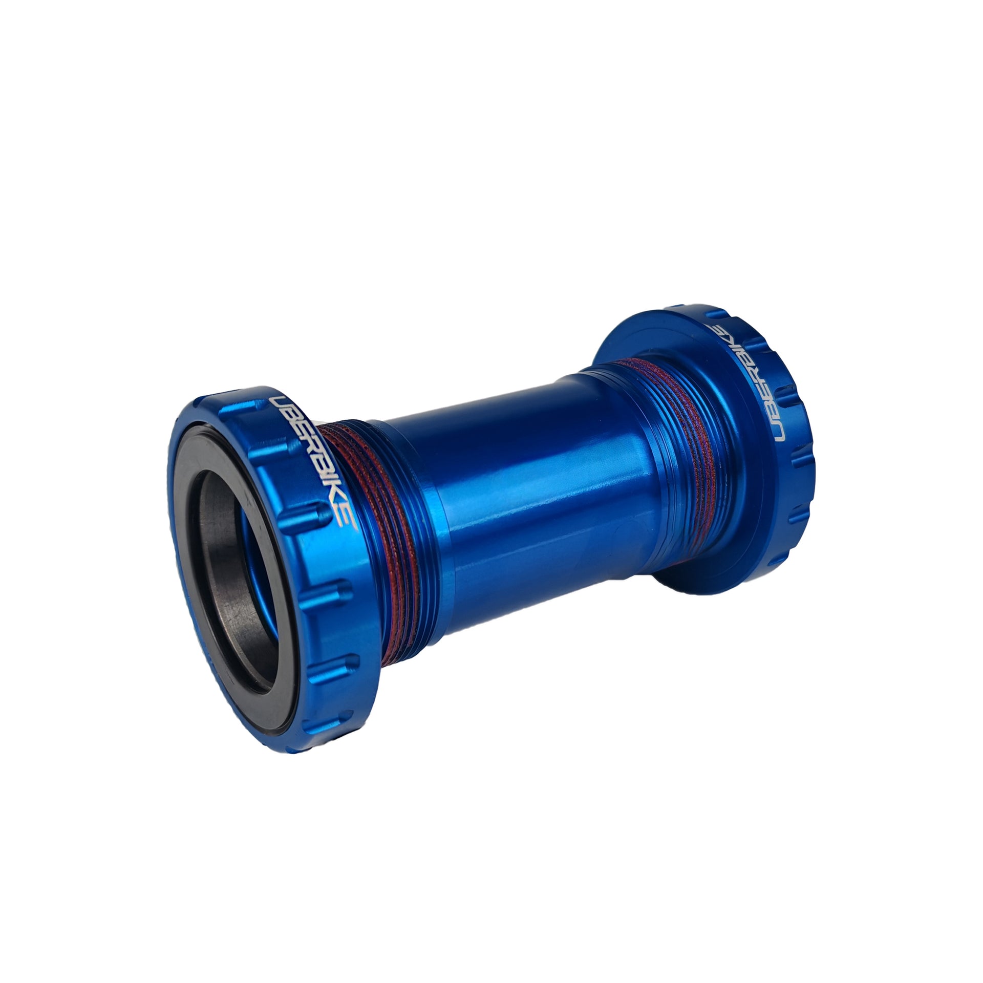 Blue BSA 30mm bottom bracket with Uberbike branding on a white background