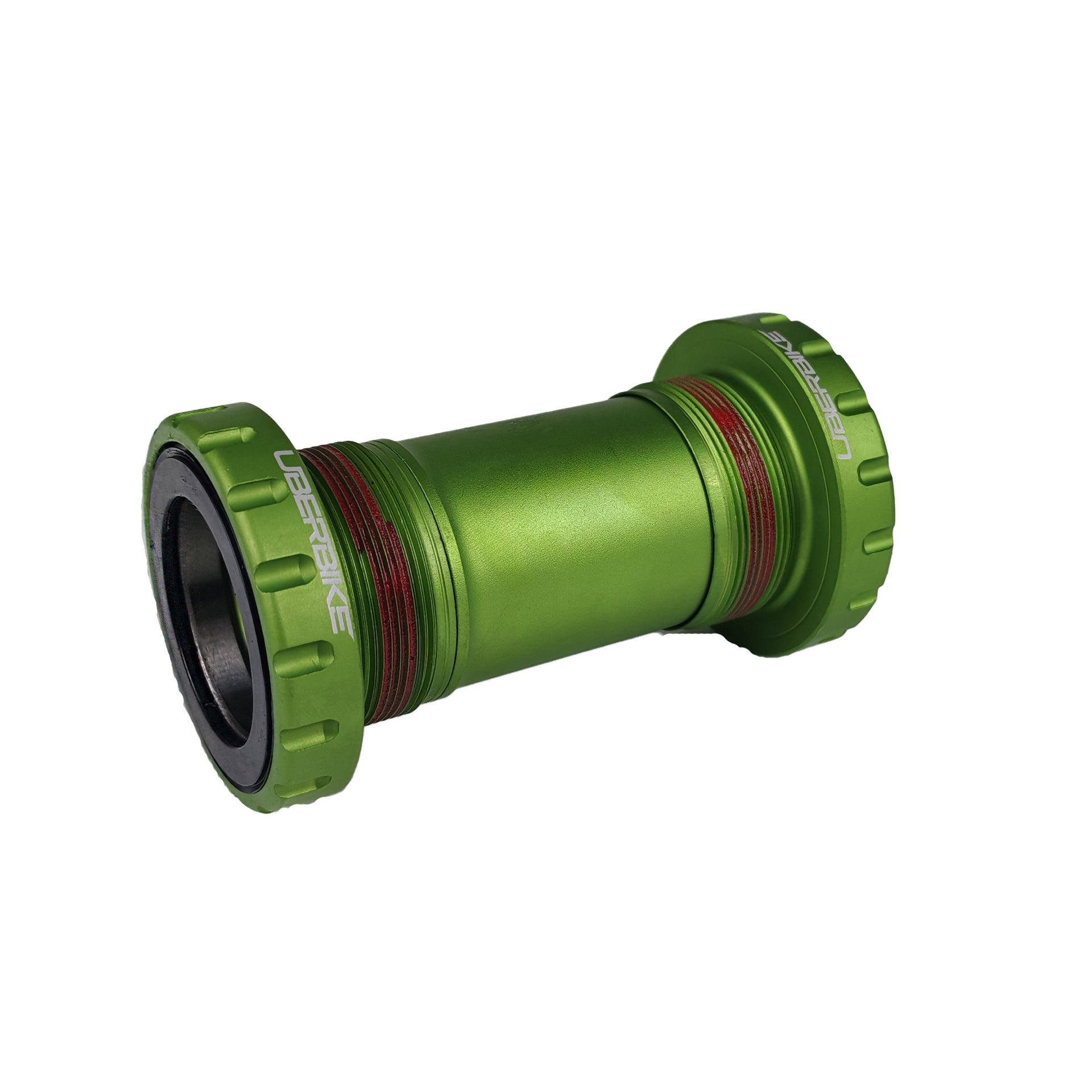 Green BSA 30mm bottom bracket with Uberbike branding on a white background