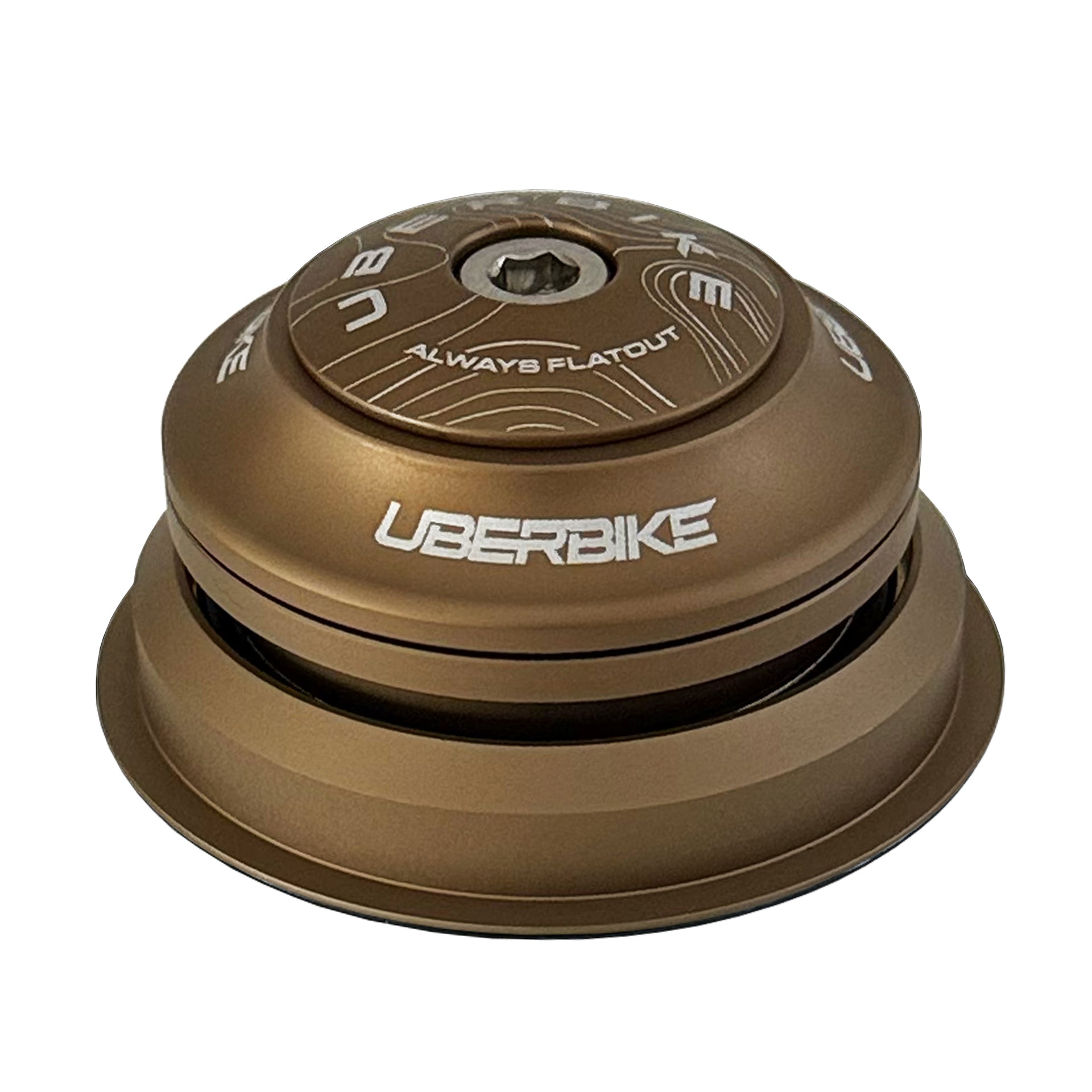 Bronze zero stack headset with Uberbike branding on a white background