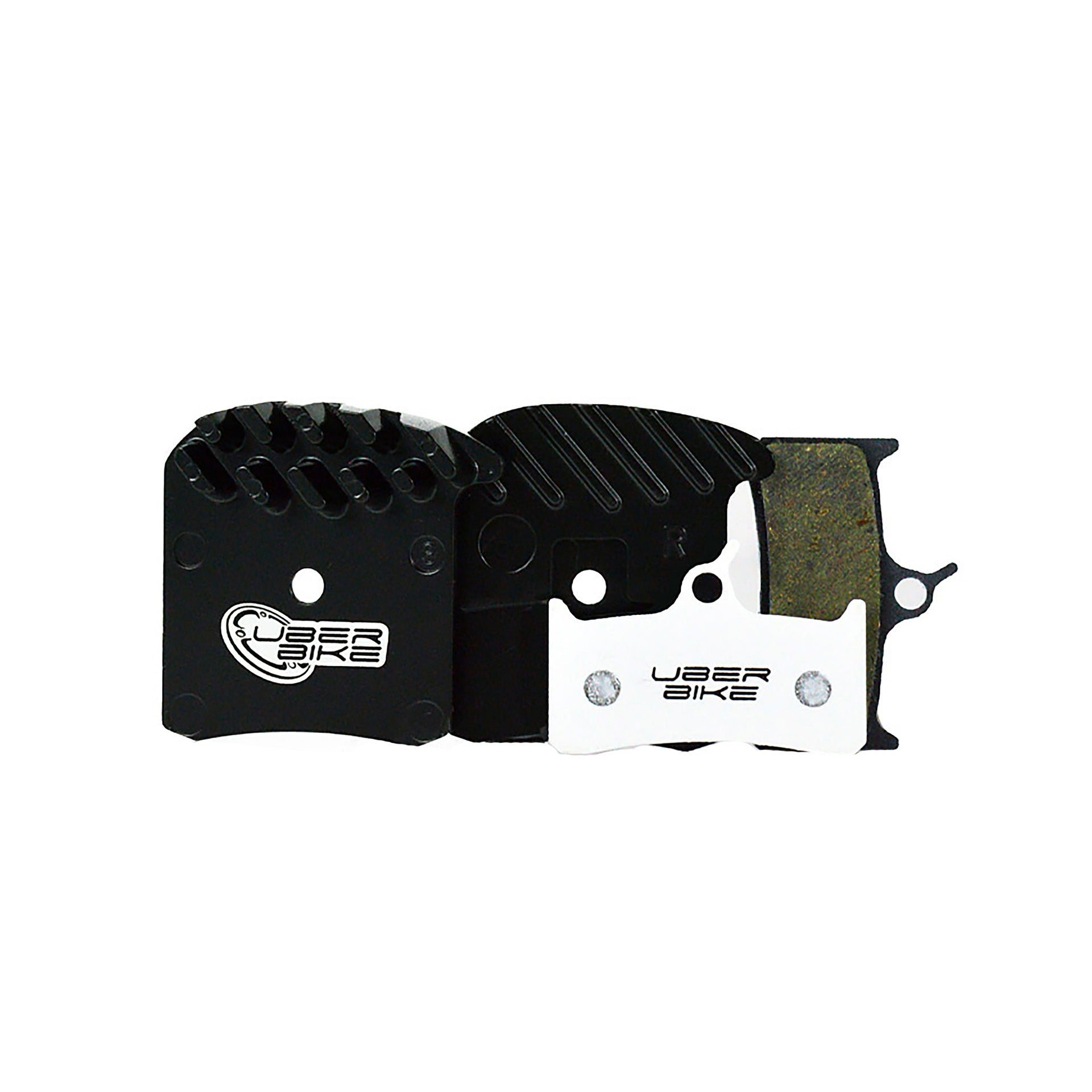 clarks crs c4 finned race matrix disc brake pads with uberbike branding on a white background
