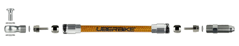  clarks kevlar braid hydraulic hose diagram with aluminium banjo fitting on a white background