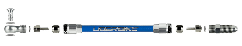 clarks kevlar hydraulic hose diagram with aluminium banjo fitting on a white background