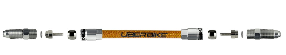 clarks kevlar braid  hydraulic hose diagram with aluminium straight connector fitting on a white background