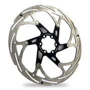 203mm disc brake rotor in black and raw with Uberbike branding on a white background