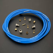 Formula Cura / Cura 4 / Cura X blue hydraulic brake hose kit with straight connector fittings and Uberbike branding on a black background