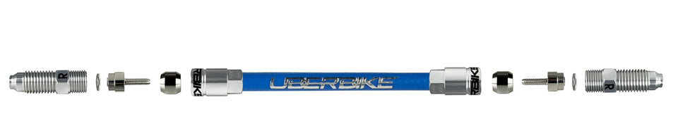  formula kevlar hydraulic hose diagram with aluminium straight connector  fitting on a white background