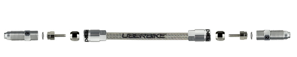  formula stainless braid hydraulic hose diagram with aluminium straight connector fitting on a white background