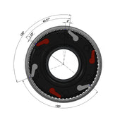 Technical diagram of a 6 pawl freehub with measurements on a white background