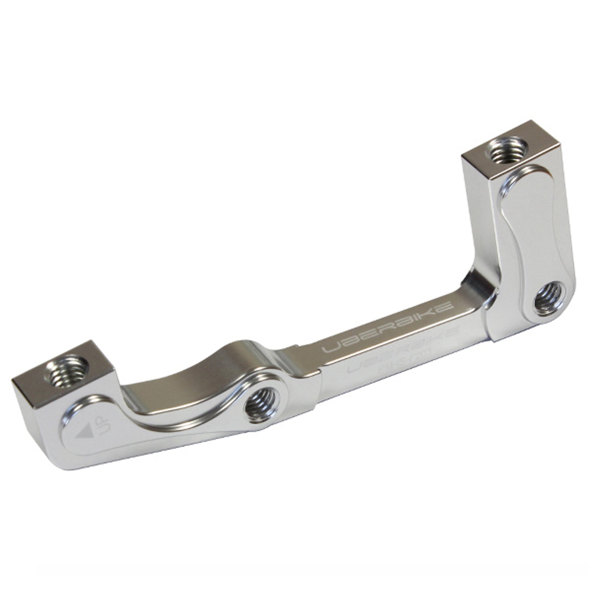 Silver front 203 post mount to international adapter on a white background