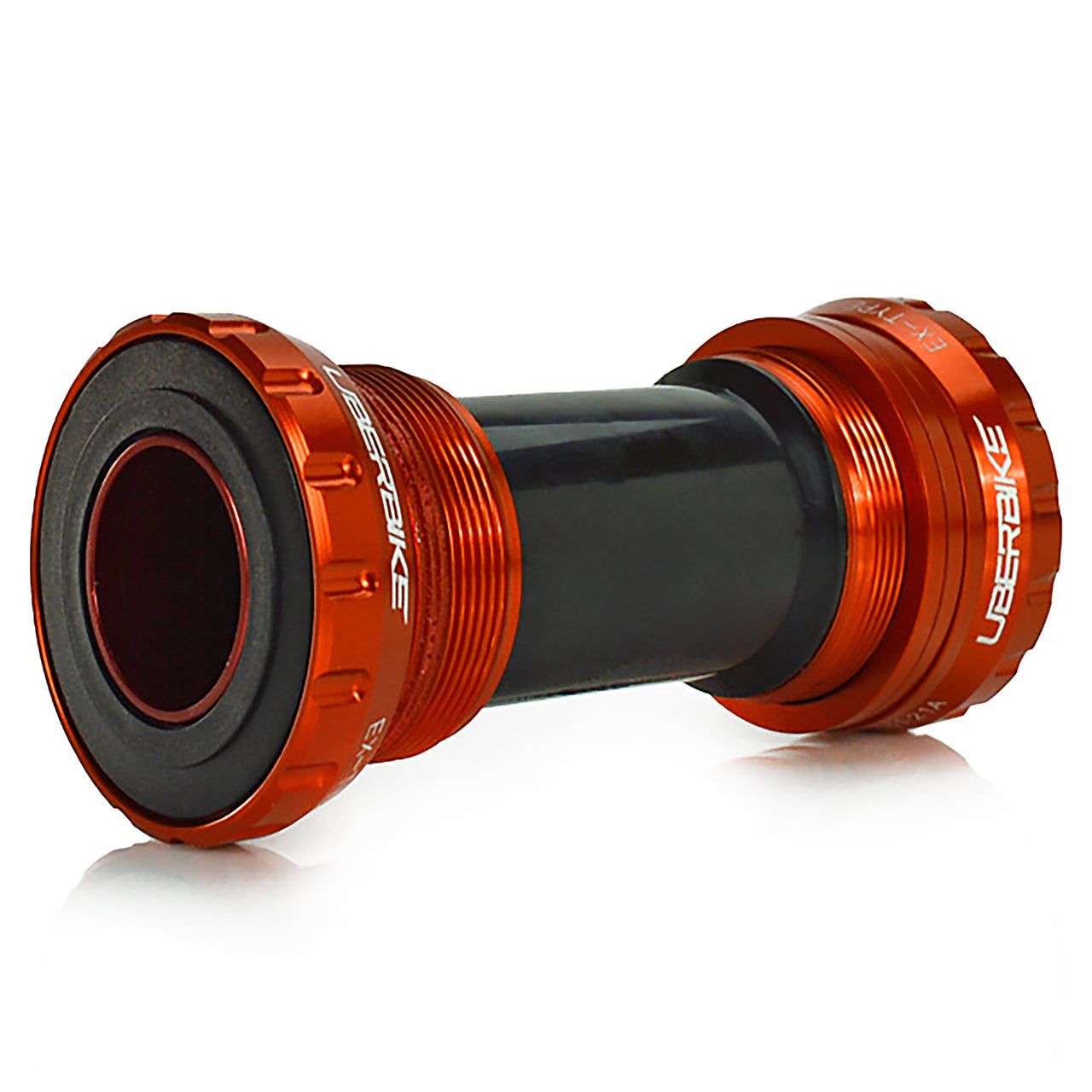 GXP adapter installed in a SRAM steel orange bottom bracket on a white background