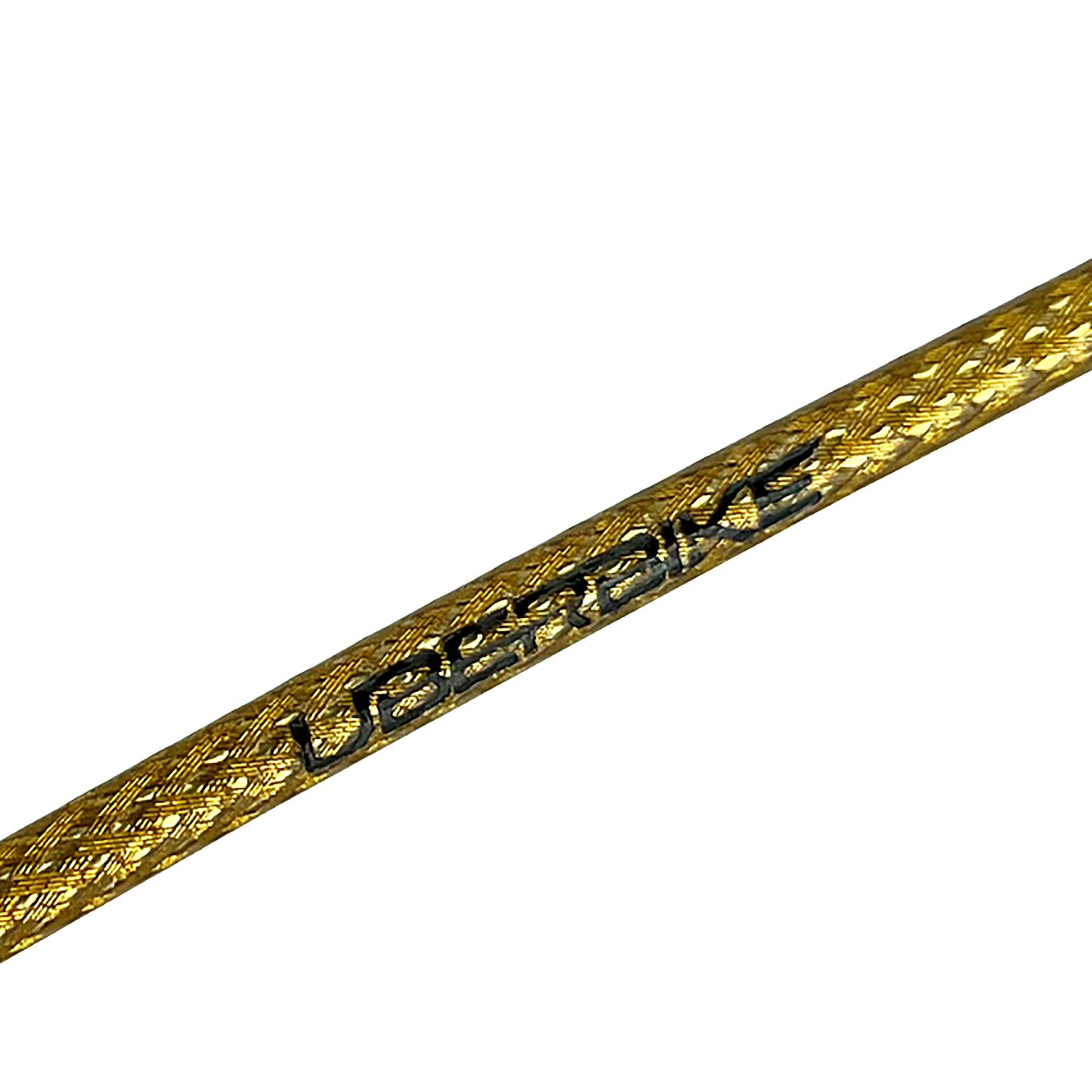 Gold braid gear cable with Uberbike branding on a white background