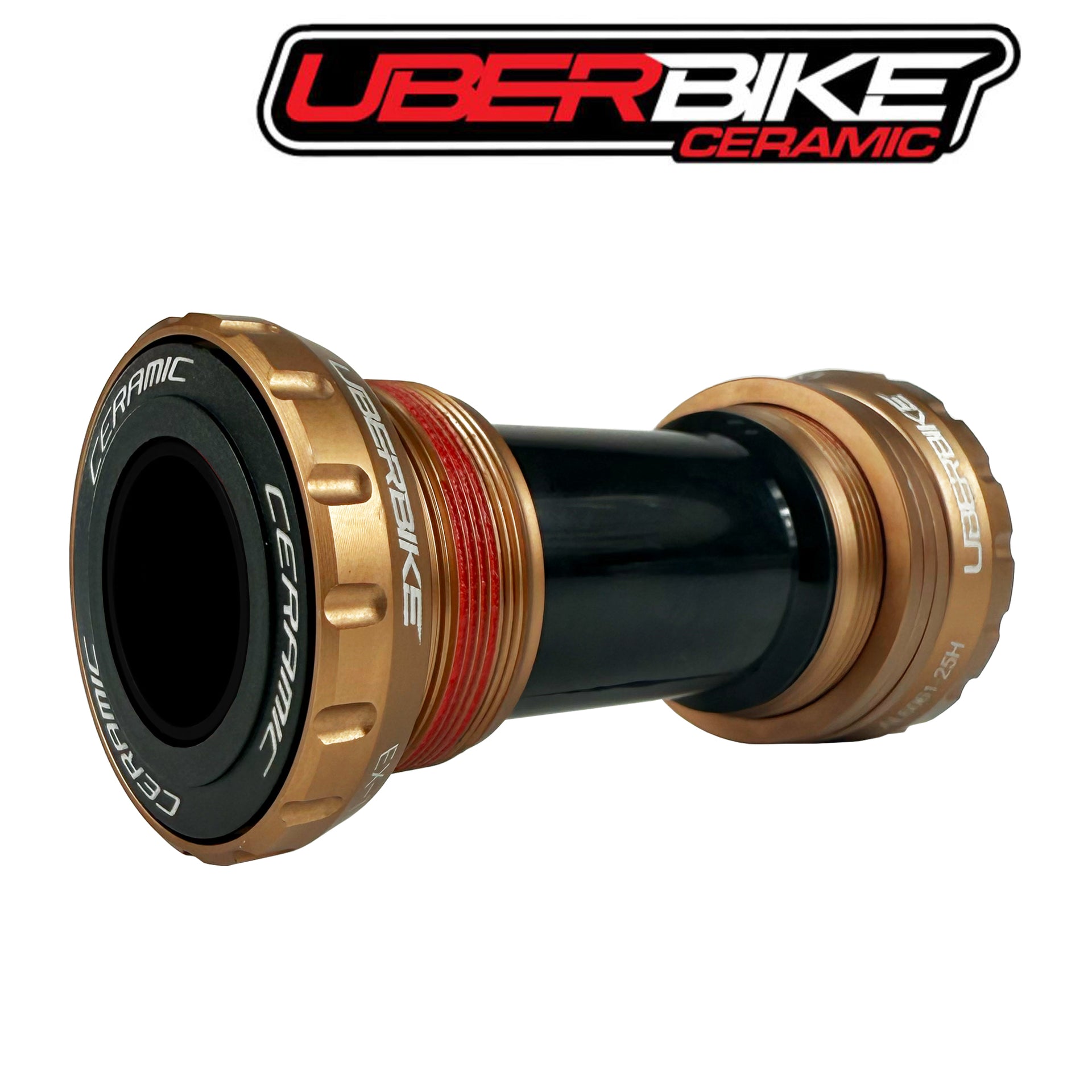 Uberbike ceramic HT2 MTB/Road bottom bracket on a white background with Uberbike logo above.