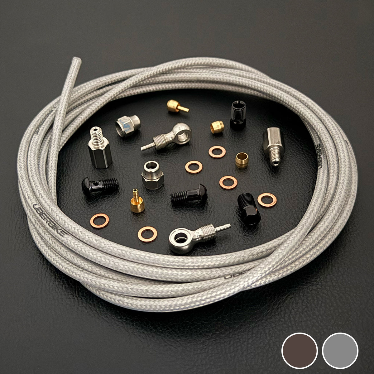 Hope Tech 3 / X2 Flatmount Compatible Hydraulic Stainless Steel Braided Brake Hose Kit