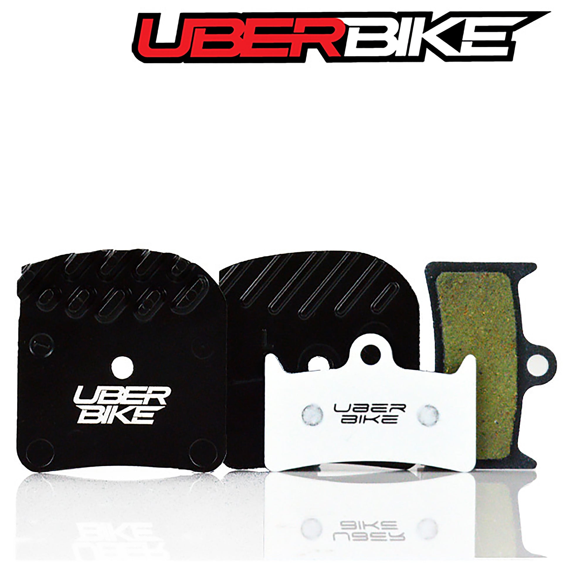 Uberbike brake pads with Uberbike branding on a white background.