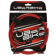 red braid hydraulic brake hose kit with Uberbike branded packaging on a white background
