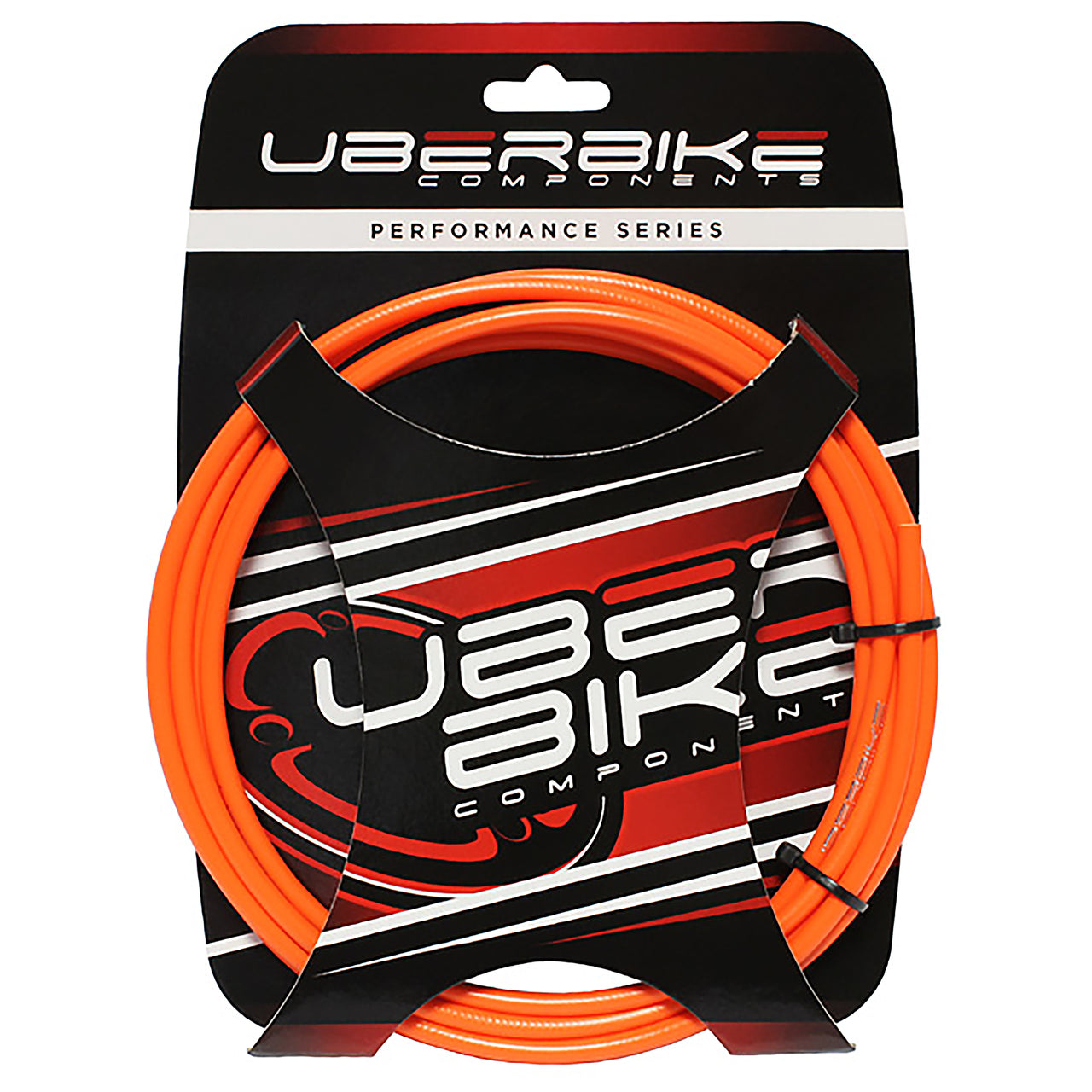 orange hydraulic brake hose kit with Uberbike branded packaging on a white background