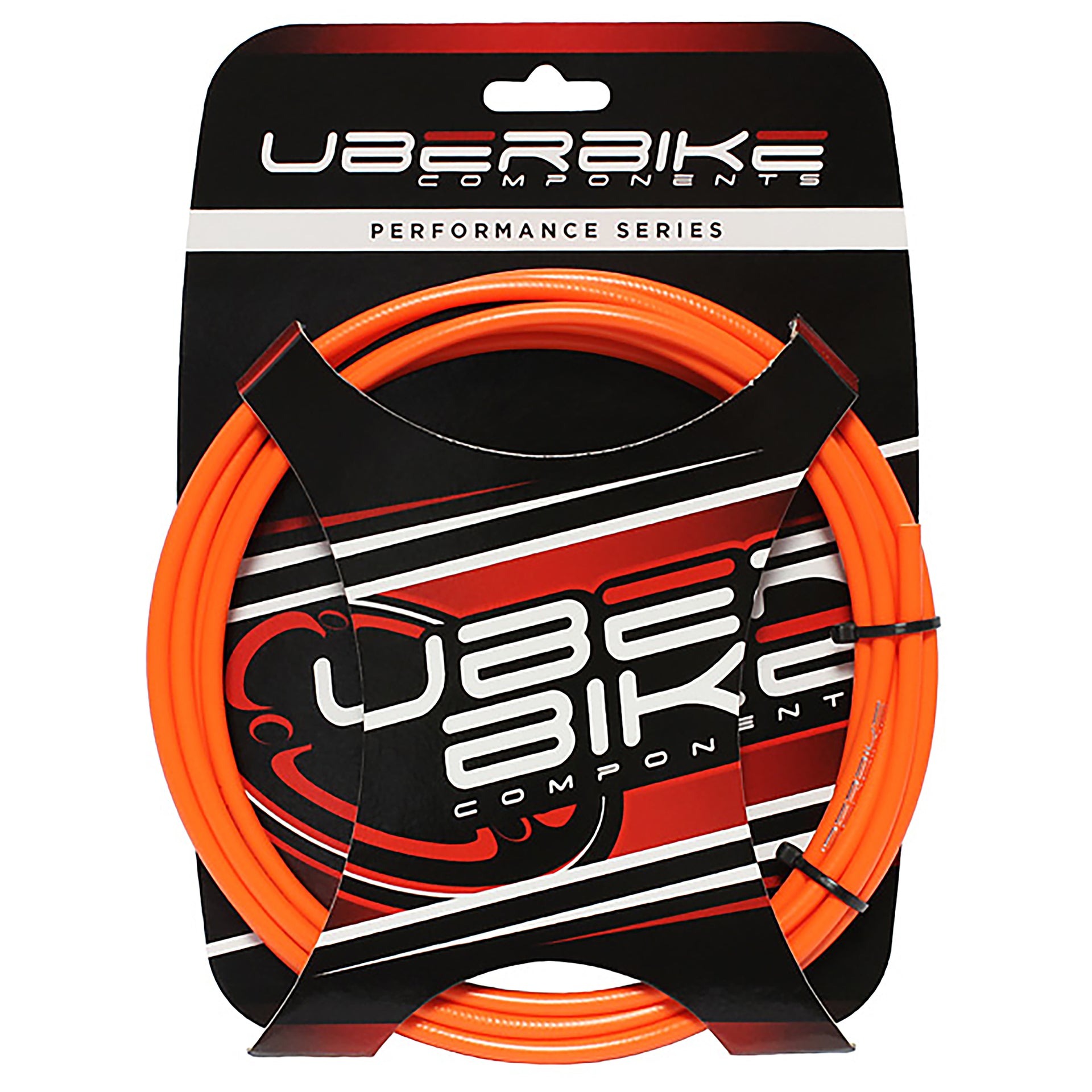 Orange hydraulic brake hose kit in Uberbike packaging on a white background