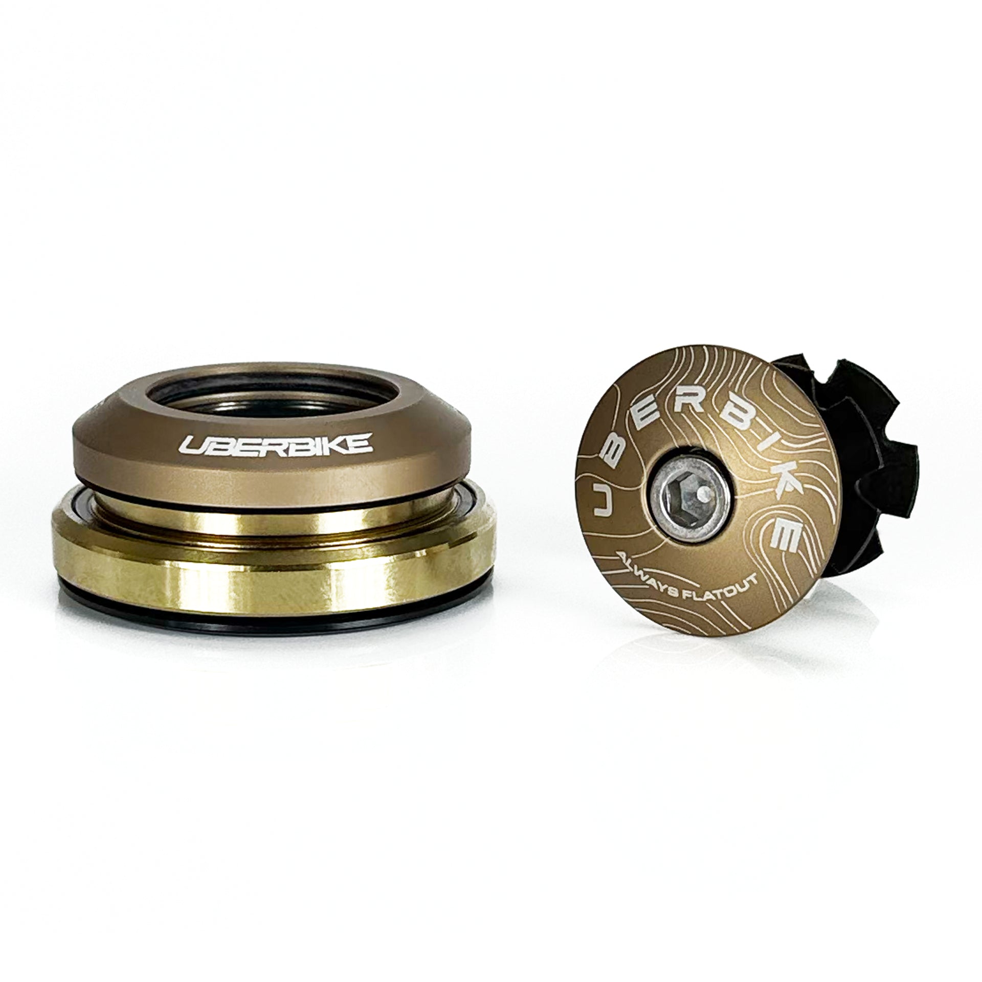 Bronze integrated headset with top cap on a white background