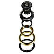 a set of integrated headset components on a white background