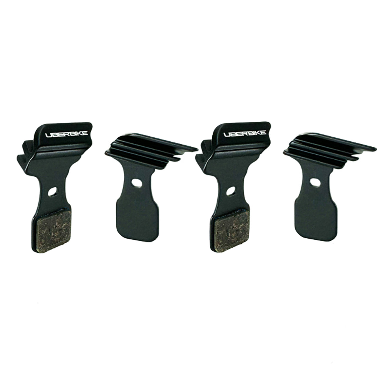 black finned 4 piece magura MT5 disc brake pads on a white background