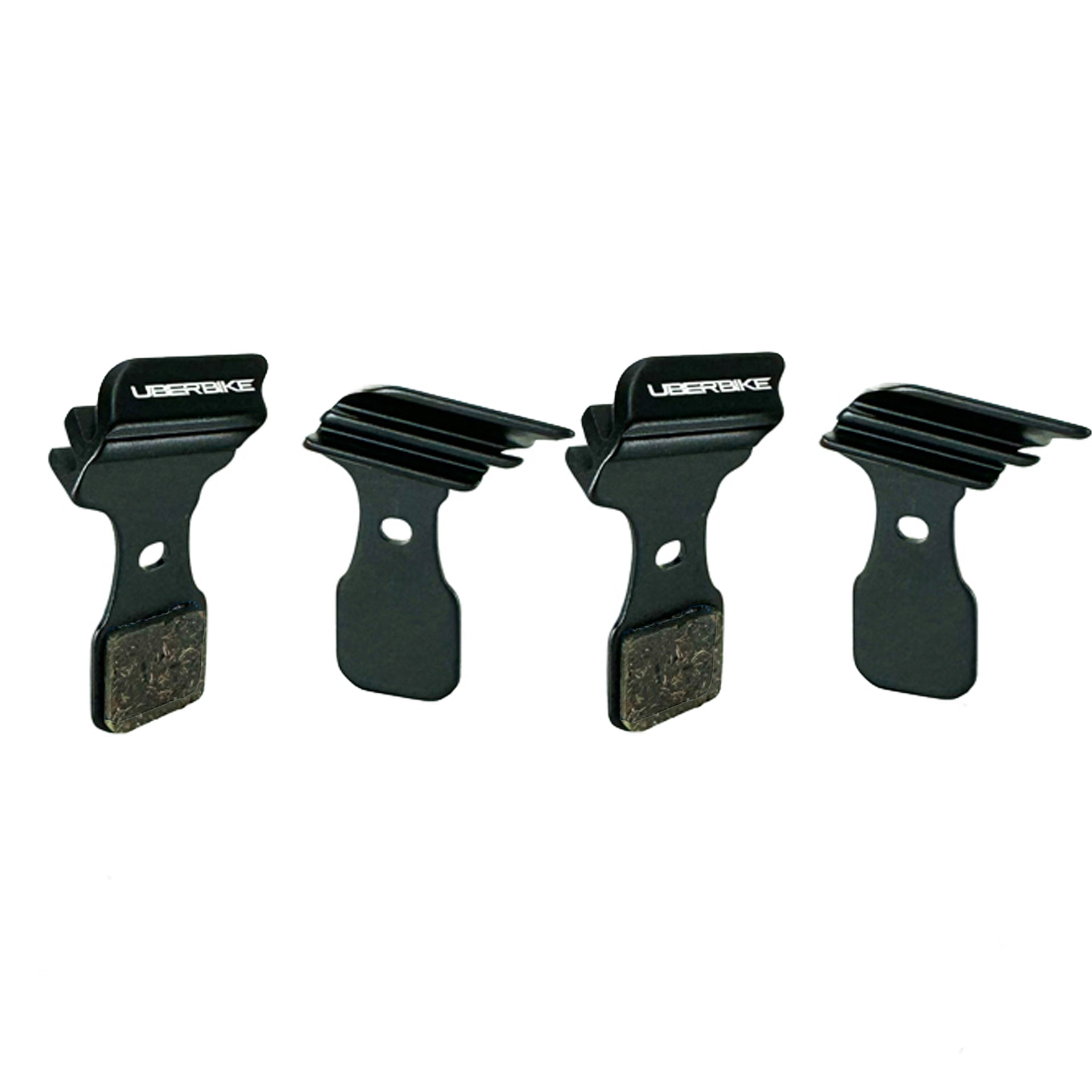 black finned 4 piece magura MT5 disc brake pads on a white background