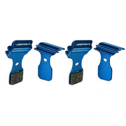 blue finned 4 piece magura MT5 disc brake pads on a white background