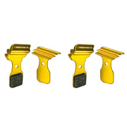 gold finned 4 piece magura MT5 disc brake pads on a white background