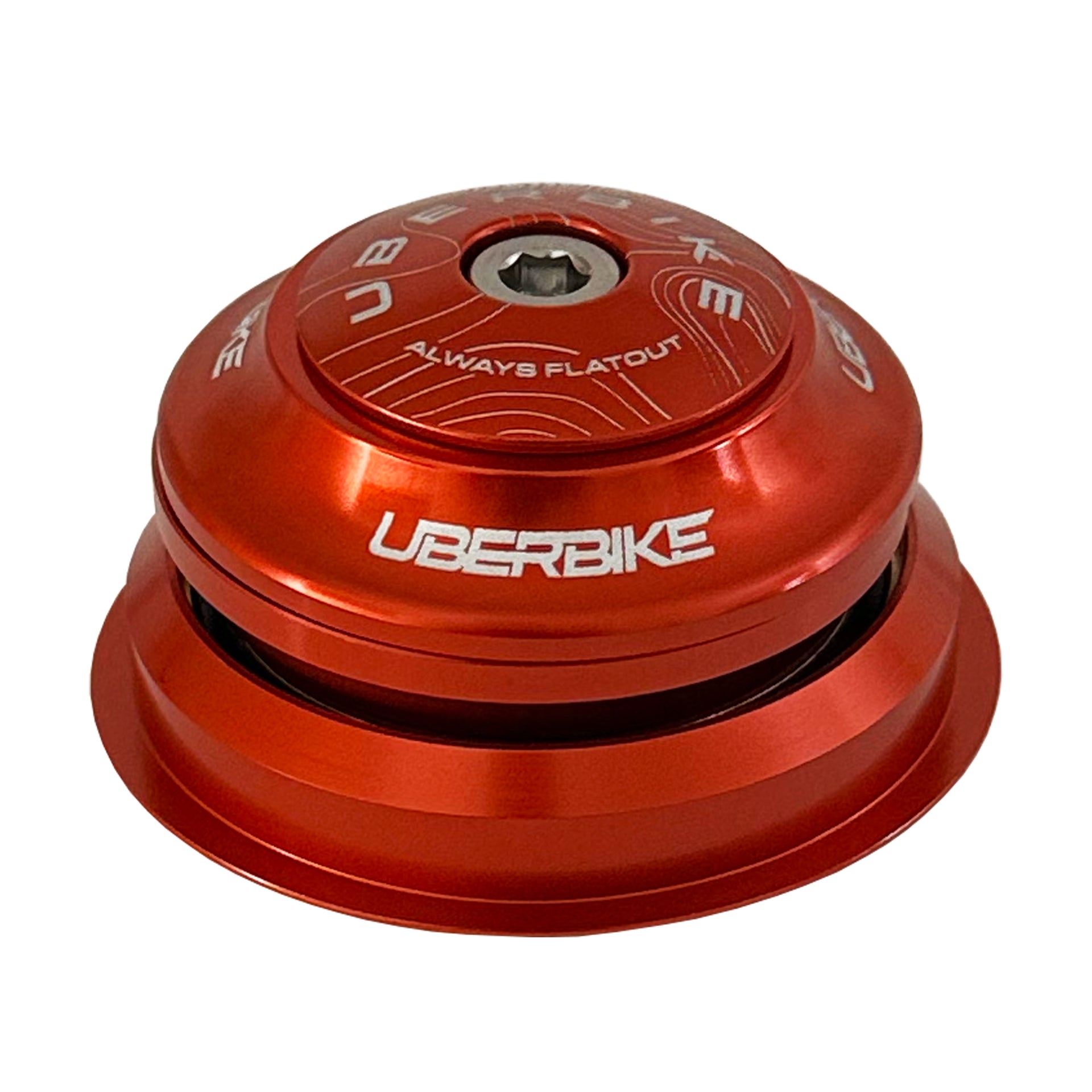 Orange Zero Stack Headset in purple with Uberbike branding on a white background