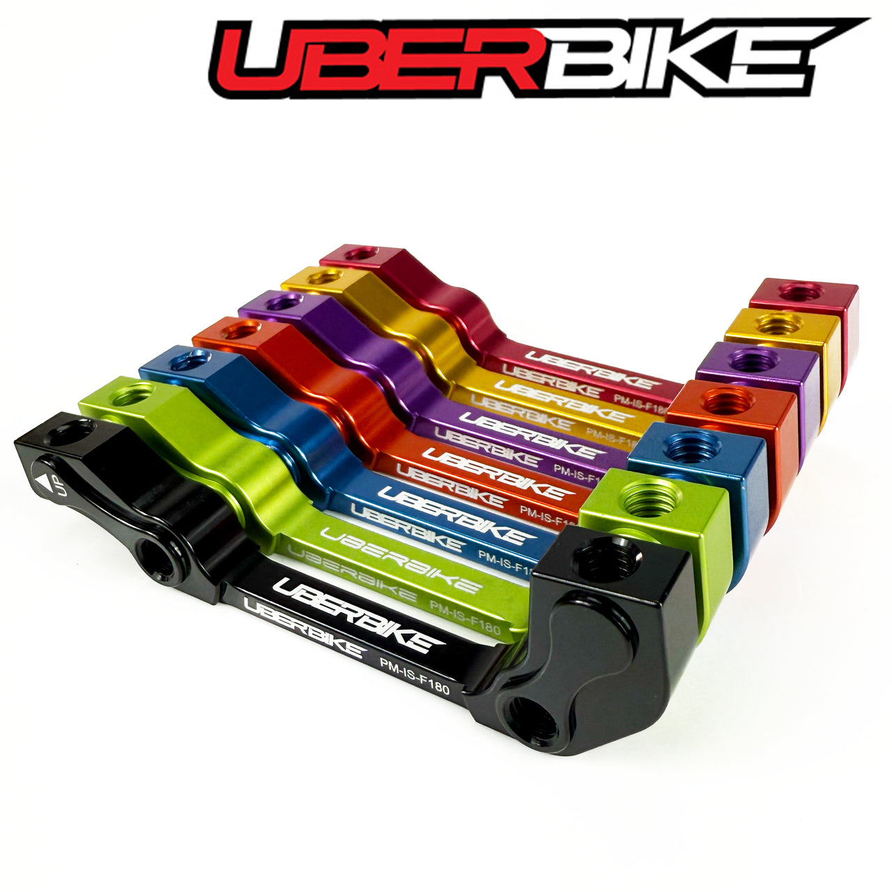 Uberbike Front Post to IS 180mm Disc Brake Mount adapter - Colour Options