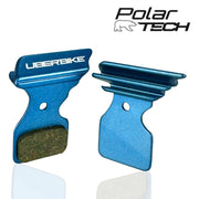 Blue brake pads with Uberbike branding on a white background, featuring the Polar Tech logo.