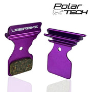 Purple brake pads with UBERBIKE branding on a white background, featuring Polar Tech logo.