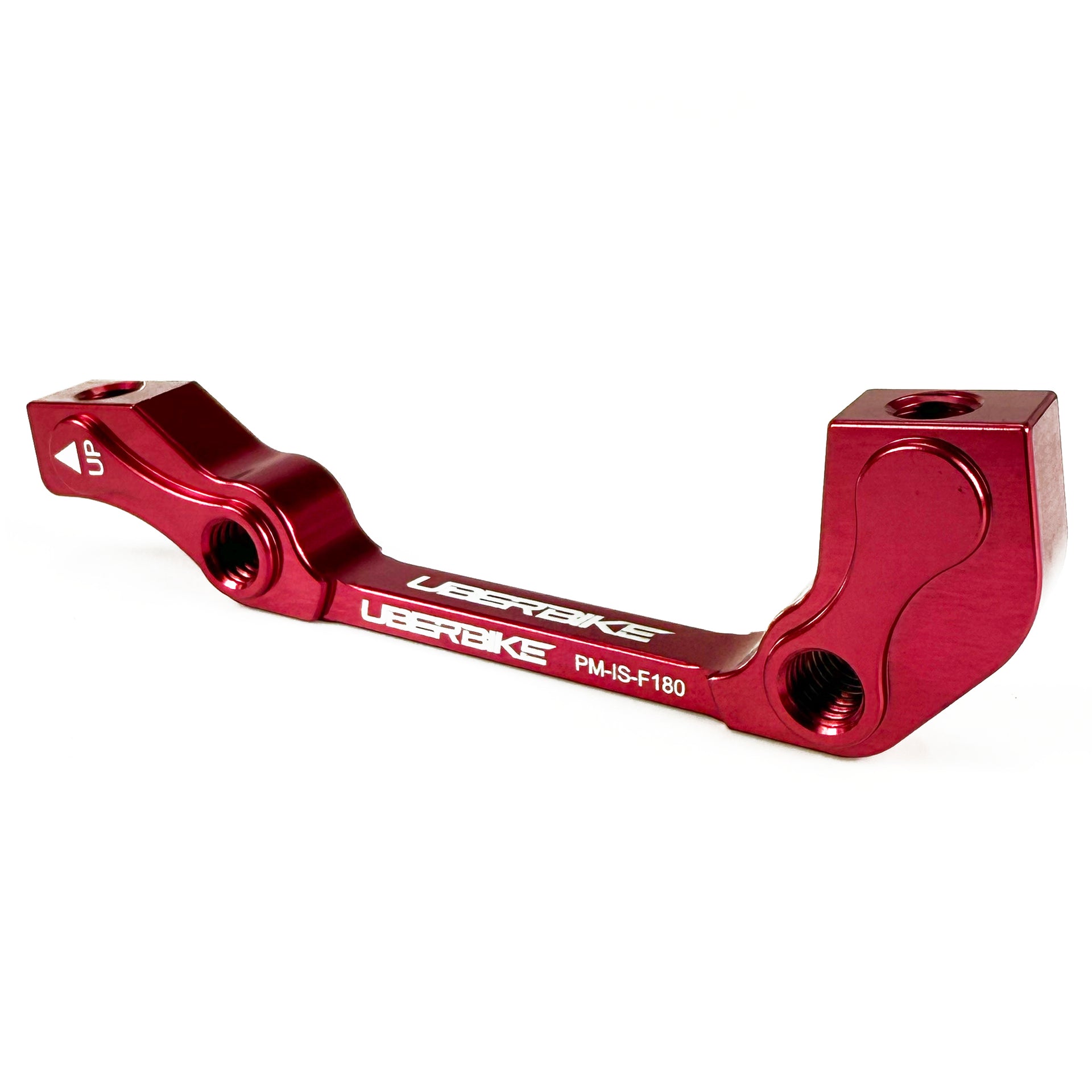 red post mount to international standard front 180 adapter with Uberbike branding on a white background