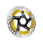 gold 203mm disc brake rotor in a radiator design on a white background