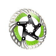 green 180mm disc brake rotor in a radiator design on a white background