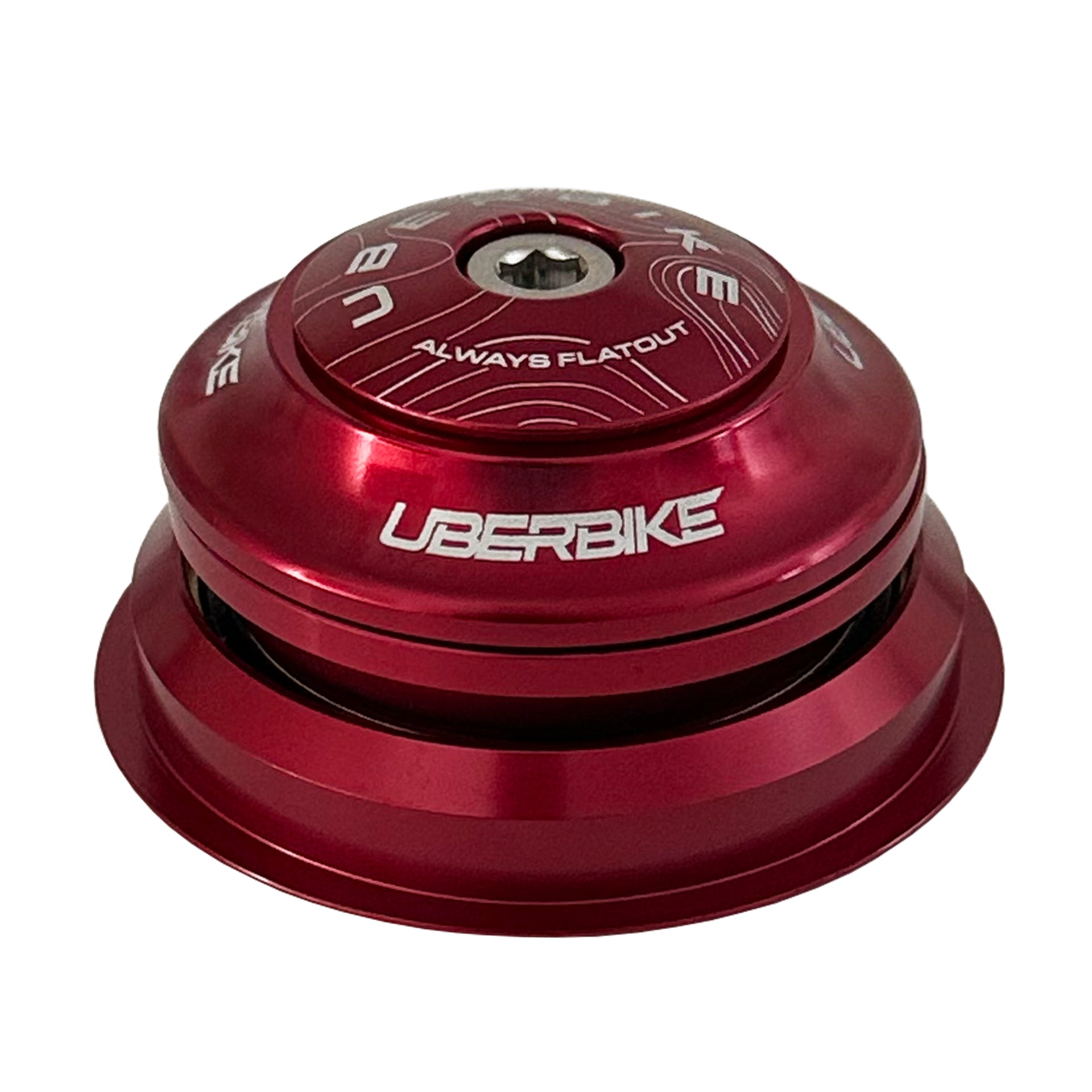 Red Zero Stack Headset in purple with Uberbike branding on a white background