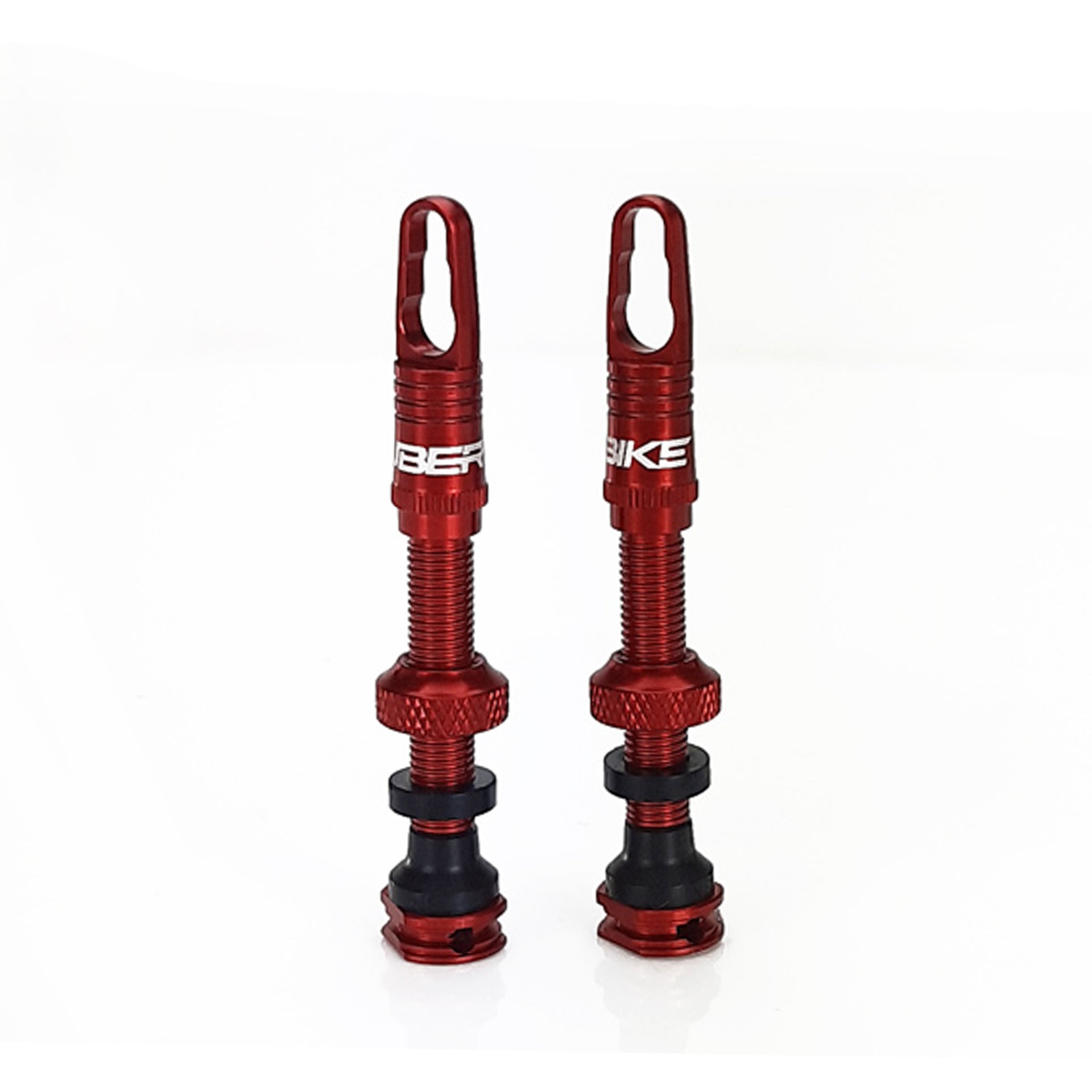two red wheel valves on a white background
