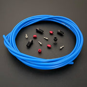 SRAM Code Stealth Bronze hydraulic blue brake hose kit with straight connector stealthmajig fittings and Uberbike branding on a black background