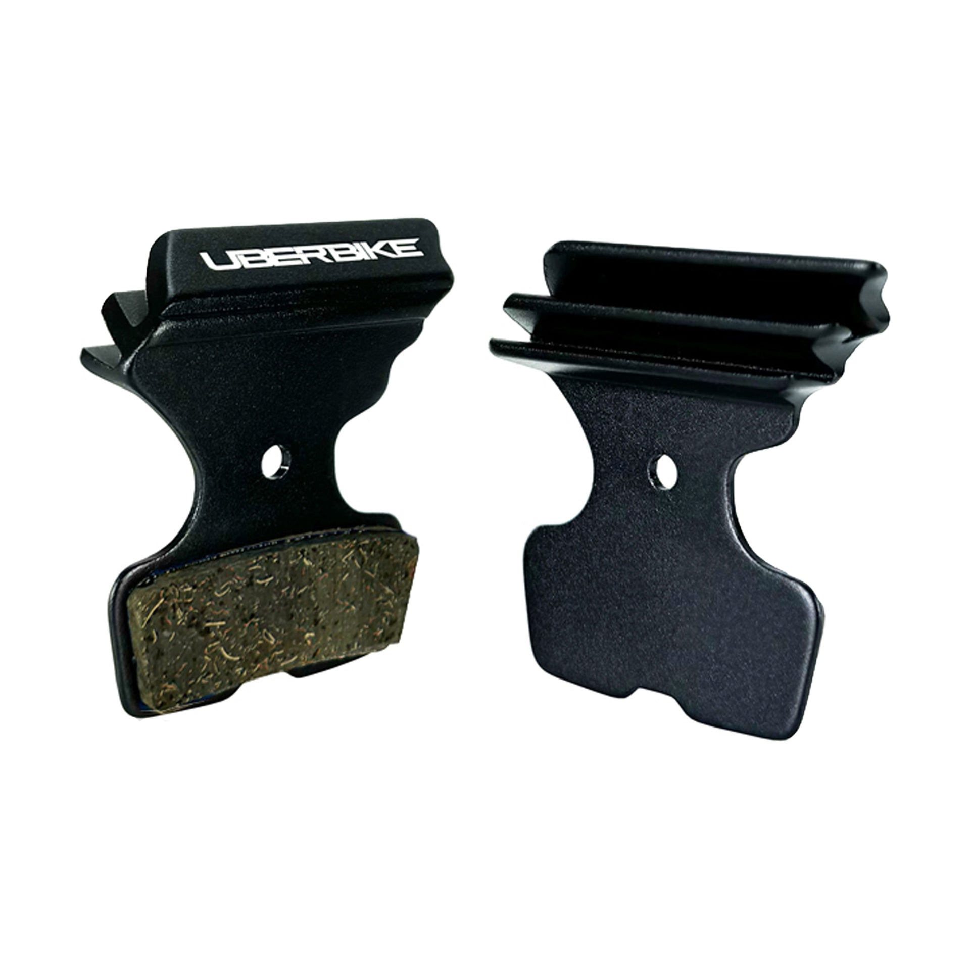 Black SRAM Code finned brake pads on a white background