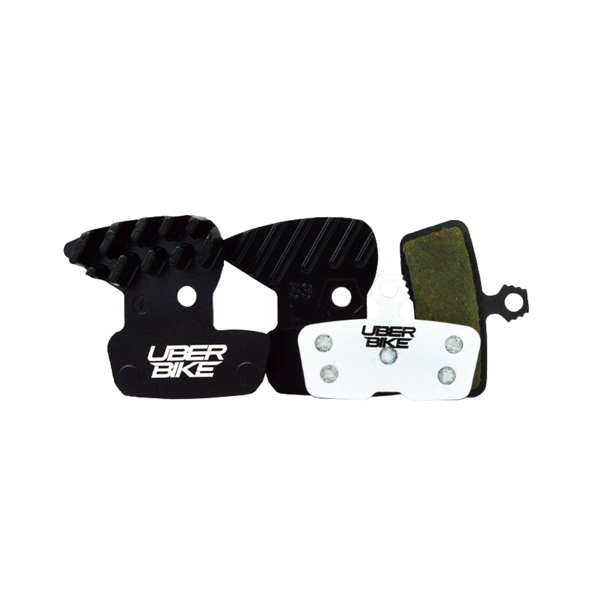 sram code stealth bronze race matrix finned brake pads with Uberbike branding on a white background