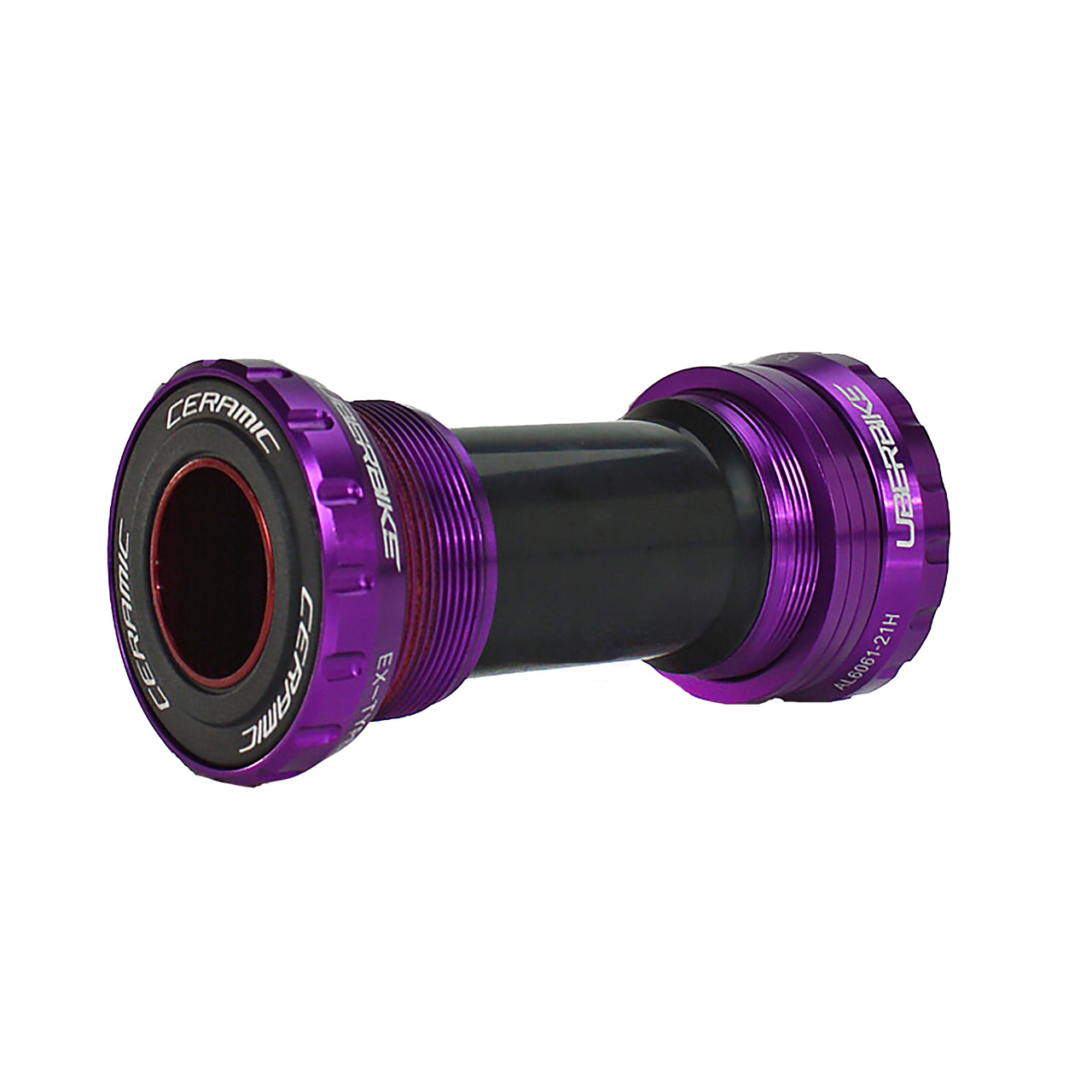 SRAM GXP Purple bottom bracket with ceramic bearing caps on a white background