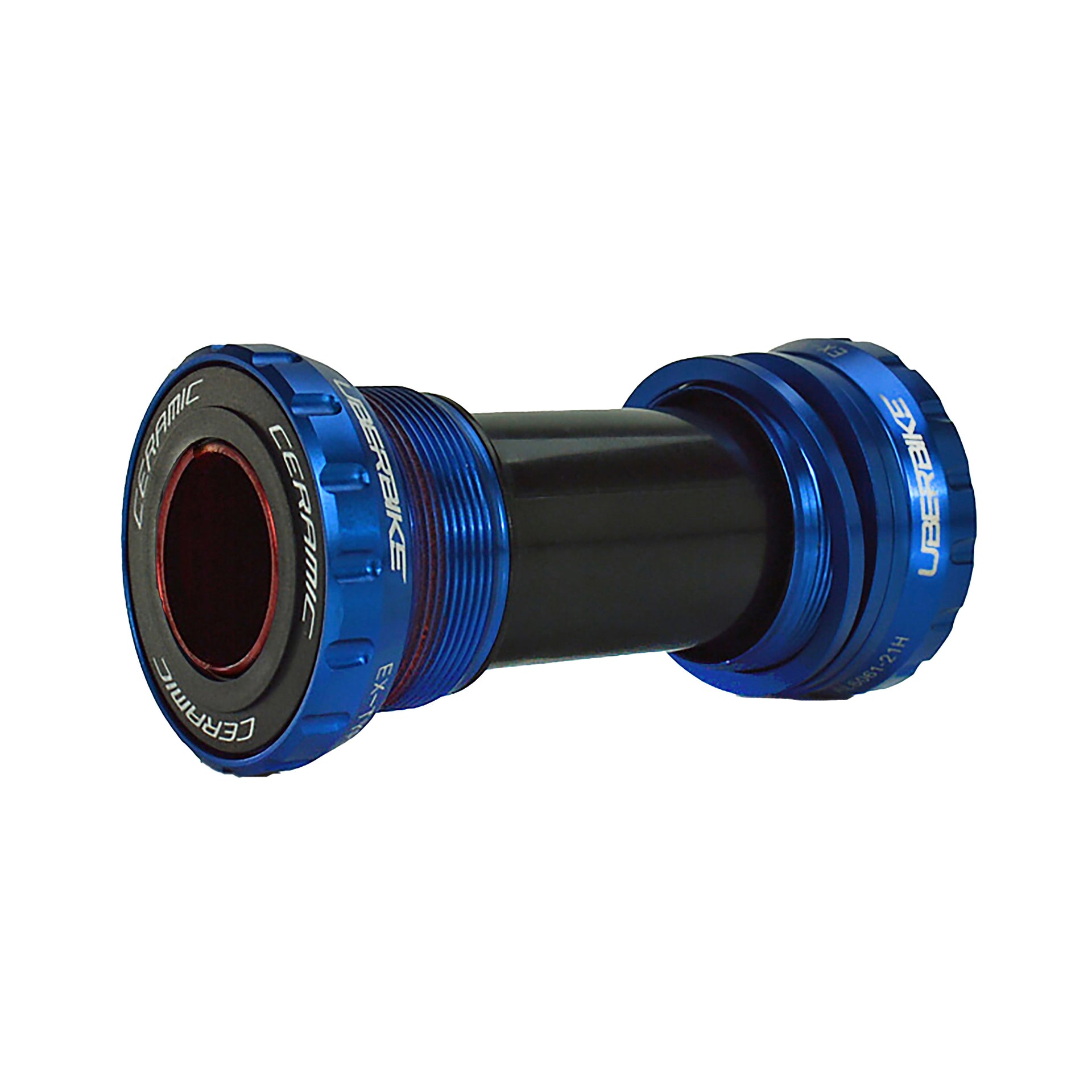 SRAM GXP bottom bracket in blue with Ceramic bearing and caps on a wite background